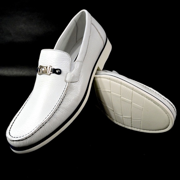 GOODMAN 🇮🇹 MEN'S SOFT WHITE LEATHER COMFORT LOAFERS - Picture 7 of 8